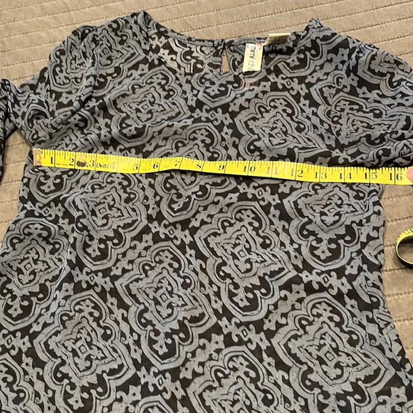 DONATING SOON Mimi Chica Sheer Blue Bell Sleeve Shirt Size XS - Picture 3 of 7